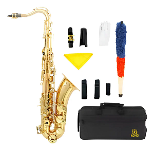 Sax Tenor Konig Bb Dourado Laqueado Completo com Estojo e Boquilha