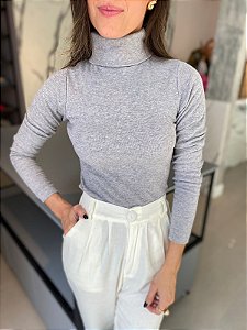 Blusa Feminina Ribana Canelada Gola Alta Dupla Liz Mescla