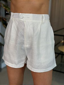 Shorts Feminino Alfaiataria Linho 100% Livia Branco