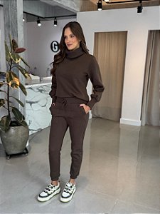 Conjunto Feminino Charlote Moletom Peluciado Cacau