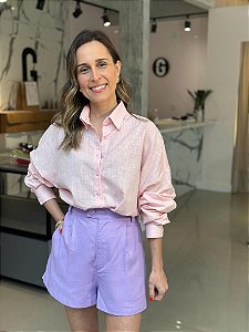 Camisa Feminina Oversized Algodão Flame Rosa Bebê