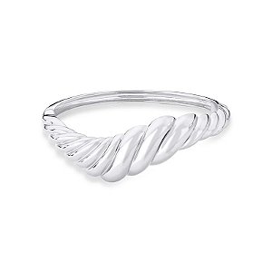 Bracelete Trabalhado Curvo Croissant Banhado A Ródio