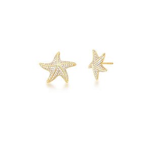 Brinco De Estrela Cravejado Banhado A Ouro