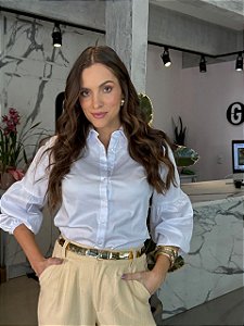 Camisa Feminina Fio Egipcío Manga Bufante Teodora Branco