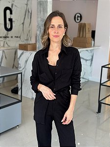 Camisa Feminina Tradicional Viscose Elastano Preto