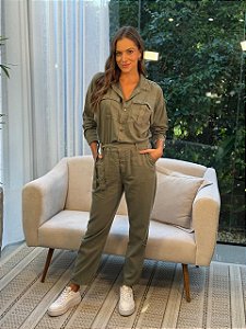 Macacão Feminino Sarja com Faixa Militar