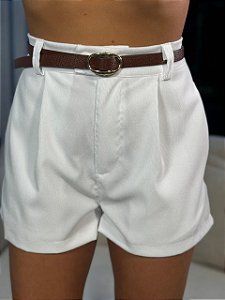 Shorts Feminino Alfaiataria Veludo Livia Branco