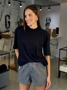 T-shirt Feminina Malha Oversized Aisha Preto
