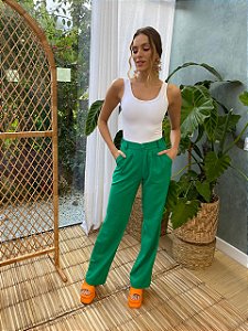 Pantalona Feminina Alfaiataria Malu Verde Bandeira