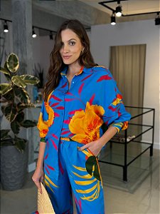 Camisa Feminina Oversized Viscose Estampa Floral