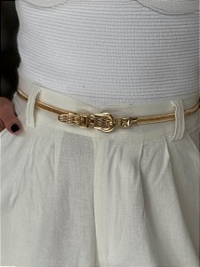 Cinto Feminino Metal Fivela Três Furos Dourado