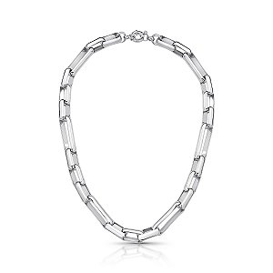 Corrente Lisa Elos Retangulares Banhado a Ródio