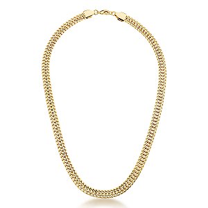 Corrente Elo Groumet Duplo Vazado 7mm Banhado A Ouro