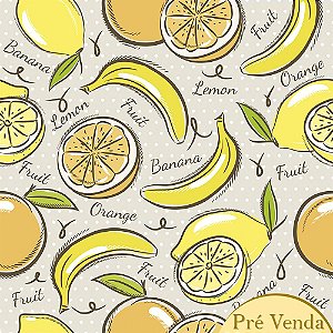 TECIDO 100% ALGODÃO FABRICART COLEÇÃO MODERN KITCHEN - YELLOW FRUITS - PREÇO DE 0,50 x 1,50