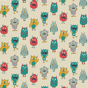 TECIDO 100% ALGODÃO FABRICART COLEÇÃO MONSTRINHOS - MINI MONSTERS - PREÇO DE 0,50 x 1,50