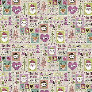 TECIDO 100% ALGODÃO FABRICART NATAL COLEÇÃO CANDY CHRISTMAS - CANDY CHRISTMAS 06 - PREÇO DE 0,50 x 1,50MT