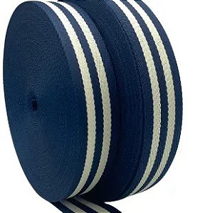 ALÇA CHIC 3 CM MARINHO C/ NATURAL  - 5MTS