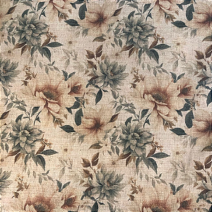 TECIDO LINHO ESTAMPADO FLORAL 03 -  1000TONS - PREÇO DE 1,0 X 1,35MT
