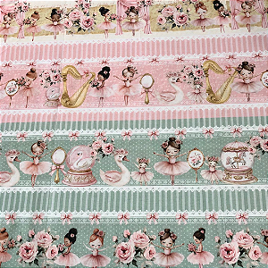 TECIDO 100% ALGODÃO DIGITAL IGARATINGA - BARRADOS BAILARINAS - PREÇO 0,50M X 1,50