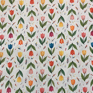 TECIDO 100% ALGODÃO TULIPAS - PREÇO 0,50 X 1,50MT