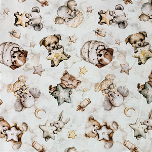 TECIDO 100% ALGODÃO DIGITAL DOCES SONHOS - PREÇO DE 0,50 X 1,50MT