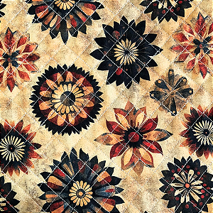 TECIDO MATELASSADO DIGITAL 1000 TONS - MANDALAS DE OUTONO - PREÇO DE 0,50 x 1,35MT