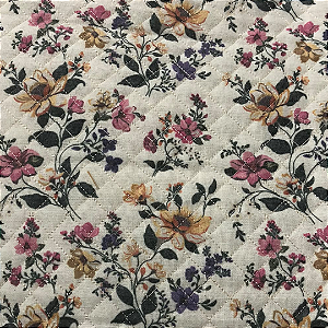 TECIDO MATELASSADO LINHO ESTAMPADO FLORAL DELICADO - PREÇO DE 0,50 x 1,35 MT