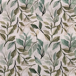 LINHO ESTAMPADO FOLHAS FUNDO OFF WHITE - 1000TONS - PREÇO DE 1,0 X 1,35 MT