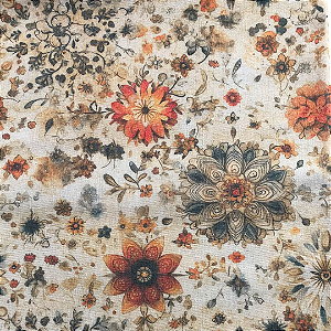 LINHO ESTAMPADO MANDALA FLORAL - 1000TONS - PREÇO DE 1,0 X 1,35 MT