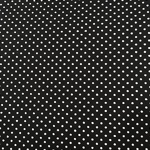 TECIDO 100% ALGODÃO - MINI POÁ BRANCO FUNDO PRETO - PREÇO DE 0,50 X 1,50