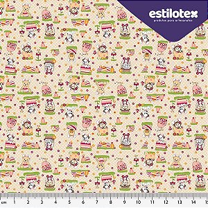 TECIDO 100% ALGODÃO ESTILOTEX PÁSCOA QUERO SER COELHO COMPOSÊ - PREÇO 0,50M X 1,50M