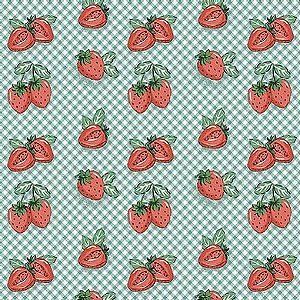 Mini Morango fundo Xadrez - Coleção Frutas - Fuxicos e Fricotes - 50cm  x150cm - Paninhos e Afins