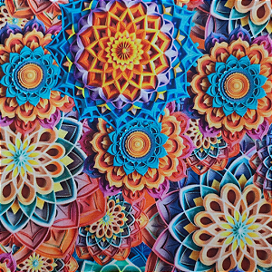 TECIDO 100% ALGODÃO DIGITAL IGARATINGA MANDALAS - PREÇO 0,50M X 1,50M