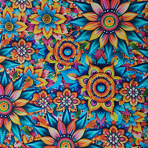 TECIDO 100% ALGODÃO DIGITAL IGARATINGA MANDALAS - PREÇO 0,50M X 1,50M