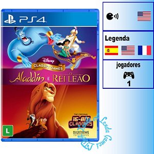 Disney Classic Games: Aladdin + Rei Leão - PS4 - Novo