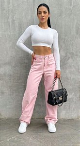 Calça Wide Leg Rosa
