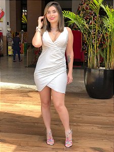 vestido de lurex branco