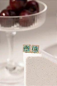 Brinco Horizonte Azul - Banho Ouro 18K