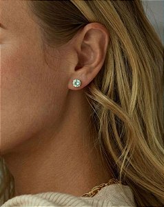 Brinco Aurora Ametista Verde - Banho Ouro 18k