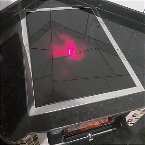 Chapa Vitroceramica P/ Fogao A Lenha 46x81 Com Moldura Inox