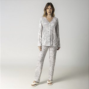 Pijama Feminino Longo Aberto Cashemere Grey