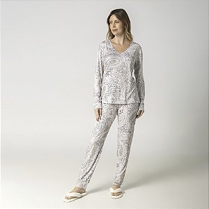 Pijama Feminino Longo Cashemere Grey