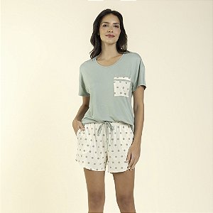 Pijama Feminino Curto Poá Green