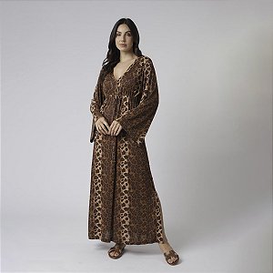 Kaftan Feminino Longo Onça Brown