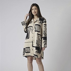 Camisão Feminino Aberto Curto Estampada Abstrato