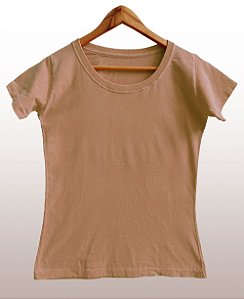 Camiseta Feminina Estonada lisa Algodão Telha