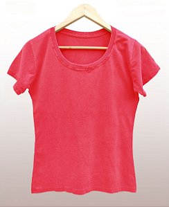 Camiseta Feminina Estonada lisa Algodão Salmão