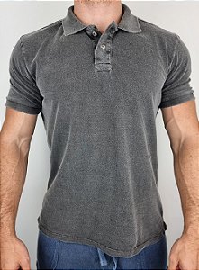 Camisa Polo Masculina Estonada Piquet Algodão Chumbo