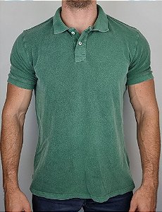 Camisa Polo Masculina Estonada Piquet Algodão Verde