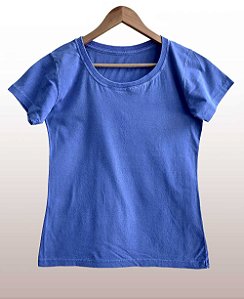 Camiseta Feminina Estonada lisa Algodão Azul Royal